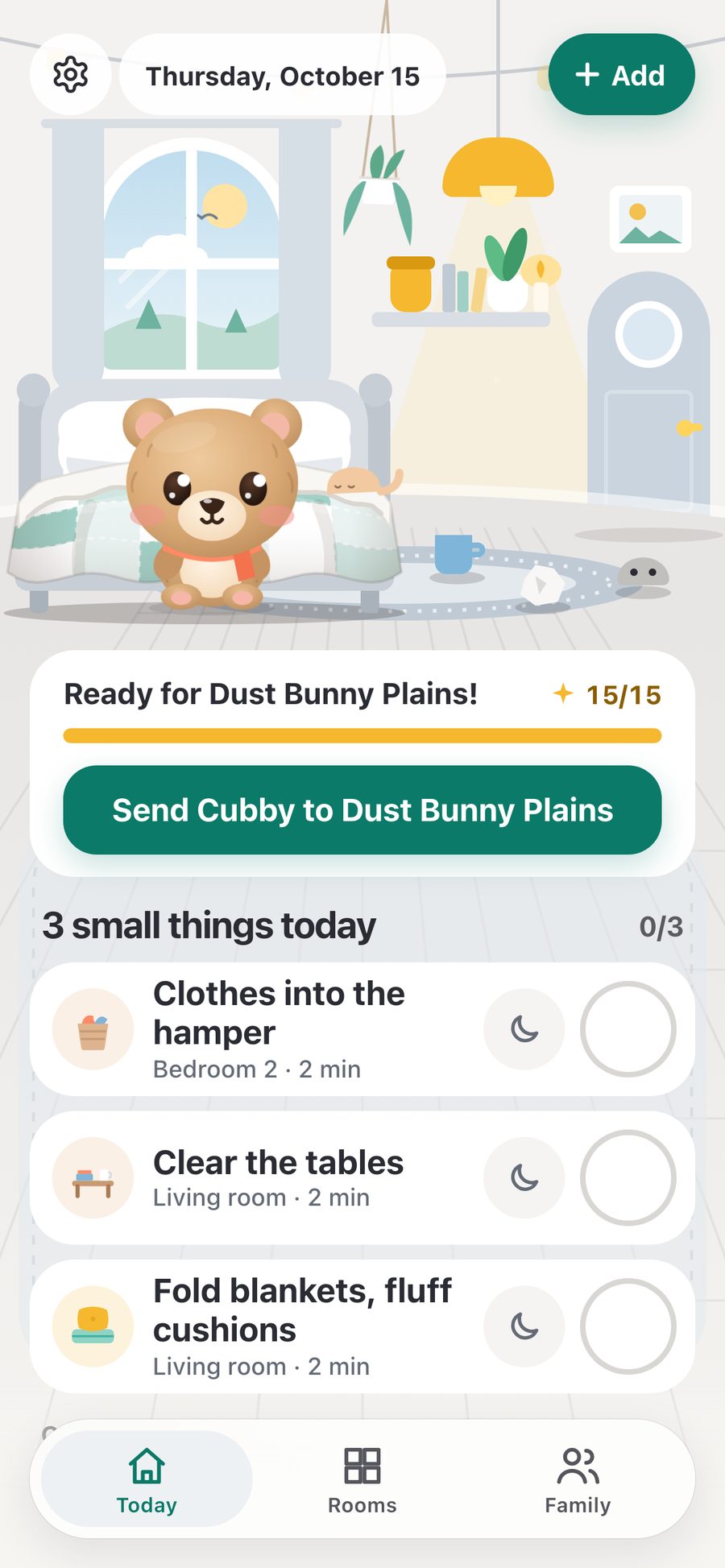 Today: three small things, with Cubby in his room